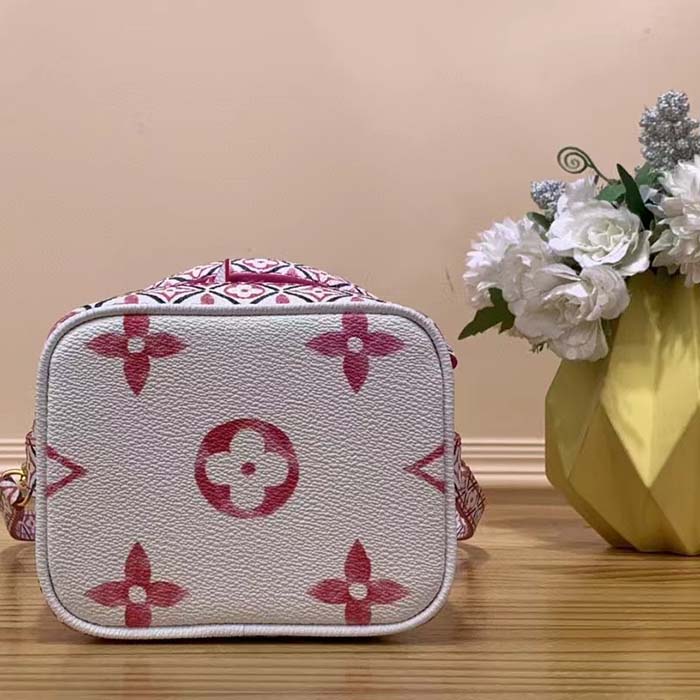Louis Vuitton LV Women Nano Noé Bucket Bag Pink Monogram Coated Canvas
