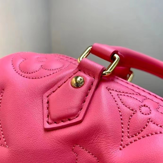 Louis Vuitton LV Women Papillon BB Handbag Pink Quilted Embroidered Smooth Calf