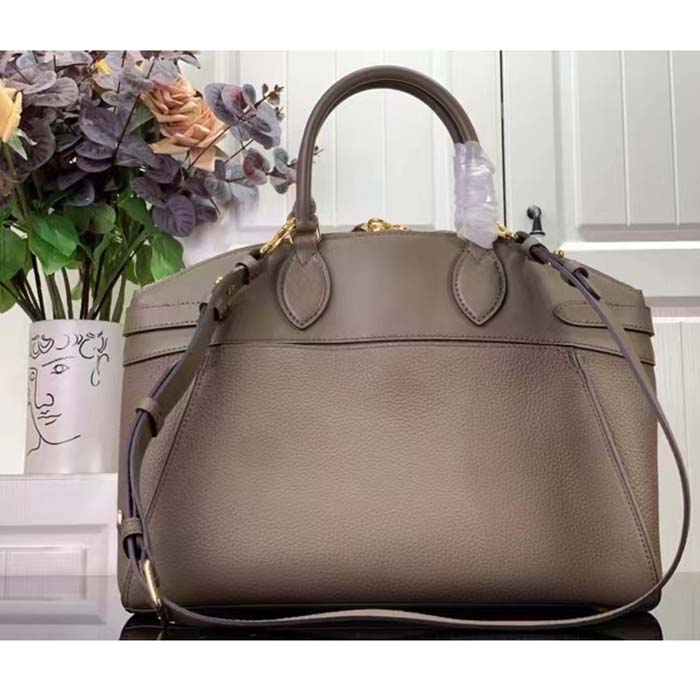 Louis Vuitton LV Women Lock It MM Earth Taurillon Leather Smooth Calfskin Calf Leather