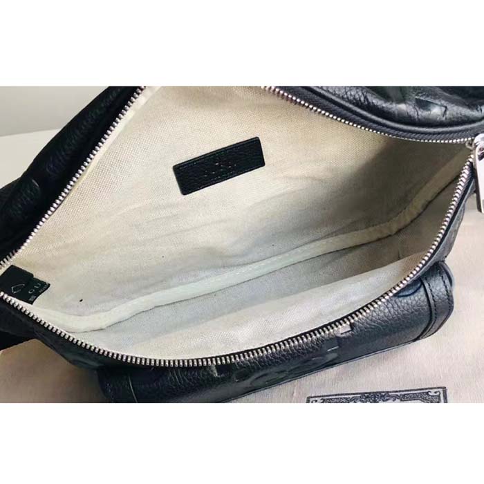 Gucci Unisex Jumbo GG Belt Bag Black Leather Zip Closure