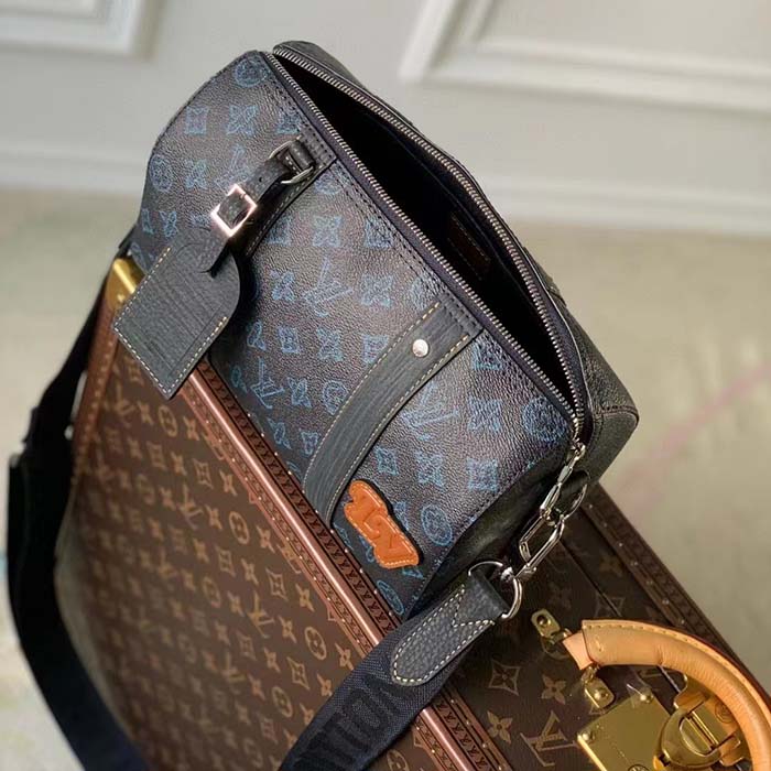 Louis Vuitton LV Unisex City Keepall Blue Monogram Coated Canvas Cowhide