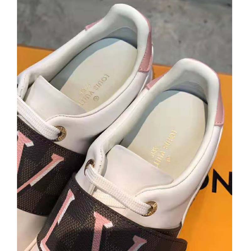 Louis Vuitton LV Women Frontrow Sneaker in White Calf Leather and Damier Canvas