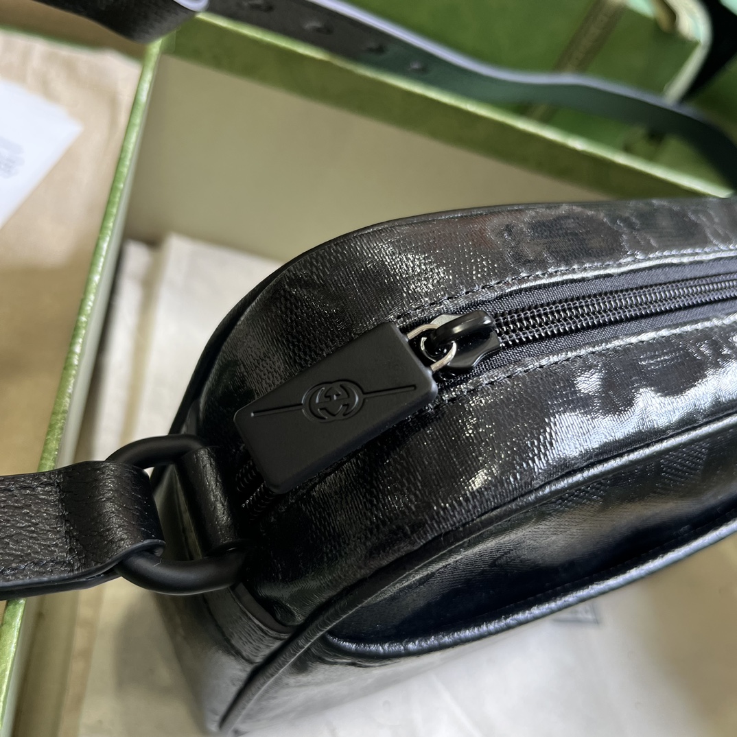 Gucci GG Unisex GG Crystal Mini Shoulder Bag Black Crystal Canvas Leather Nylon Lining