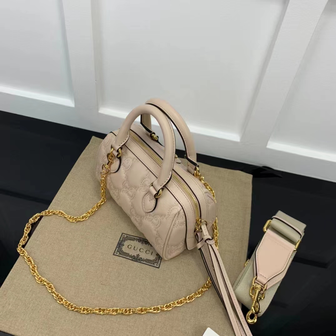 Gucci Women Matelassé Leather Top Handle Bag Beige GG Matelassé Leather Double G