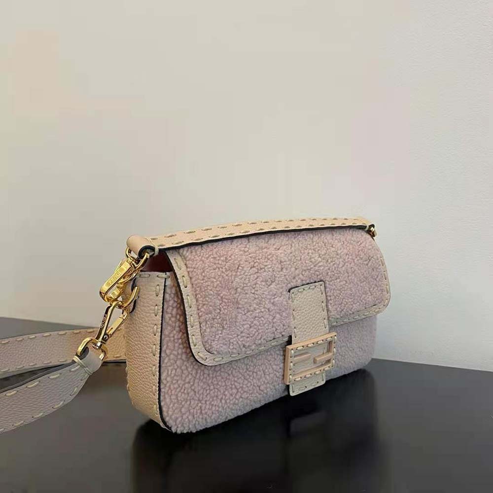 Fendi Women Baguette Pink Sheepskin Bag