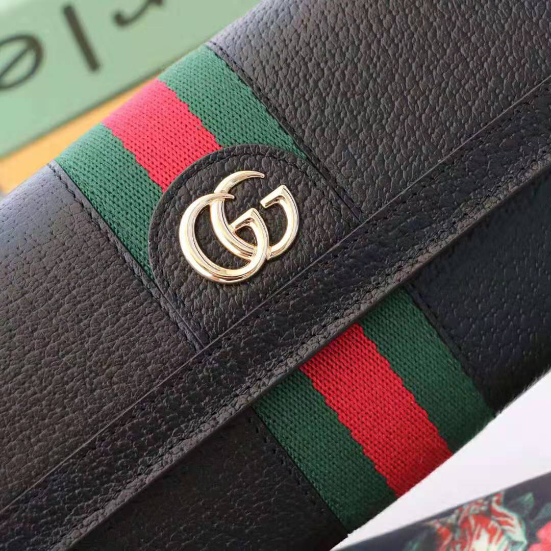 Gucci GG Unisex Ophidia Continental Wallet in Black Leather