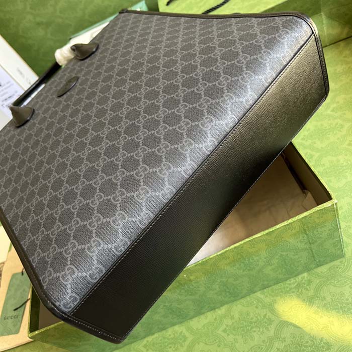 Gucci Unisex Medium Tote Bag Interlocking G Black GG Supreme Canvas