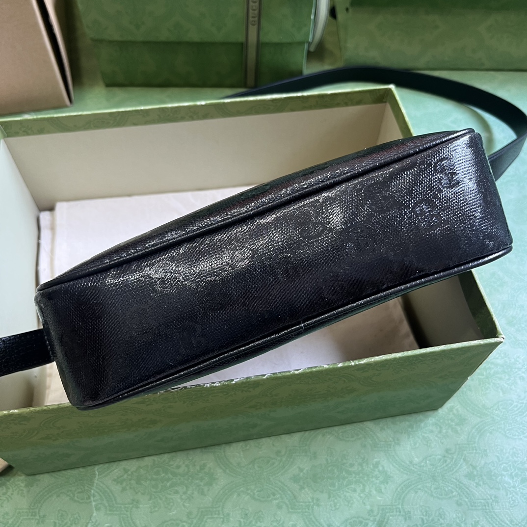 Gucci GG Unisex GG Crystal Mini Shoulder Bag Black Crystal Canvas Leather Nylon Lining