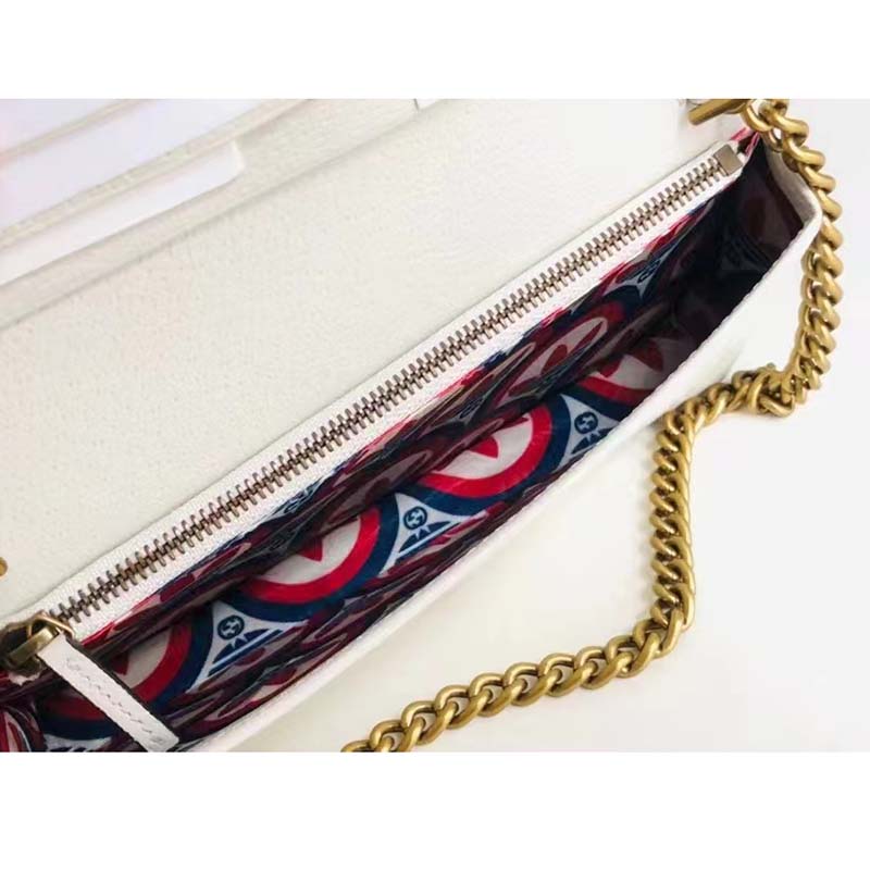 Gucci Women GG Adidas x Gucci Wallet Chain Red Off-White Leather Interlocking G