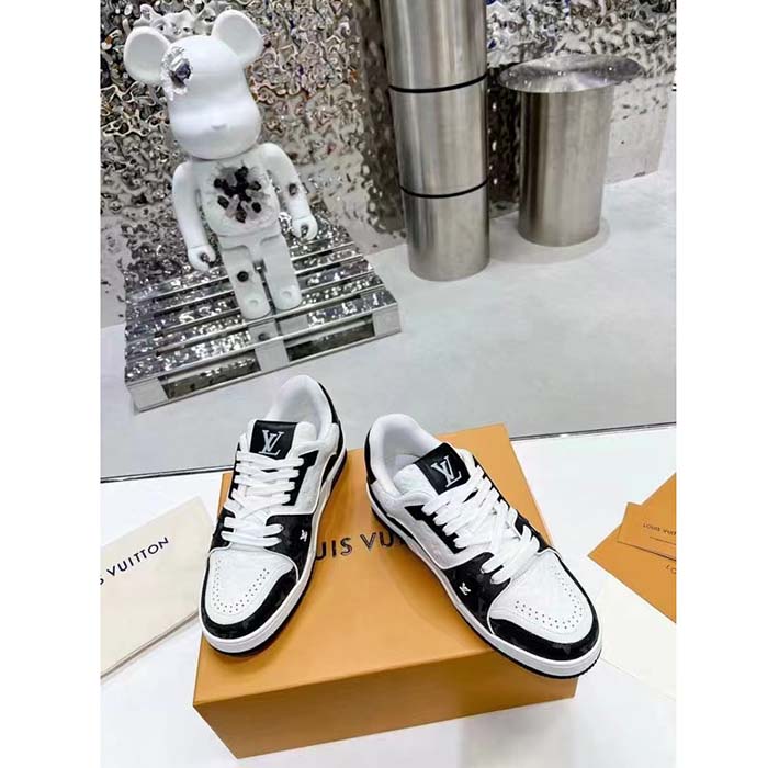 Louis Vuitton Unisex LV Trainer Sneaker Black Mini Monogram Embossed Calf Leather