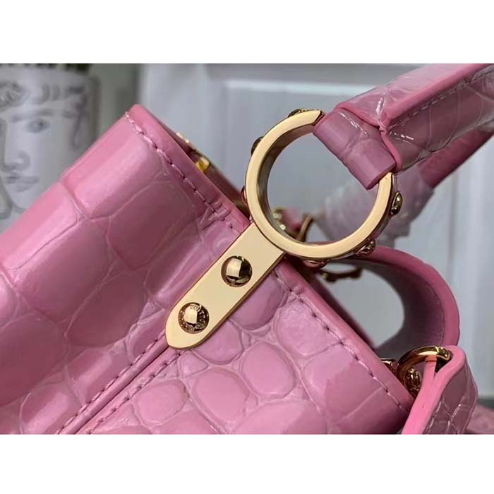 Louis Vuitton LV Women Capucines Mini Handbag Pink Crocodilien Brillant Savoir Faire