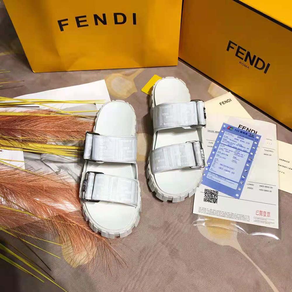 Fendi Women Sandals White Fabric Sandals