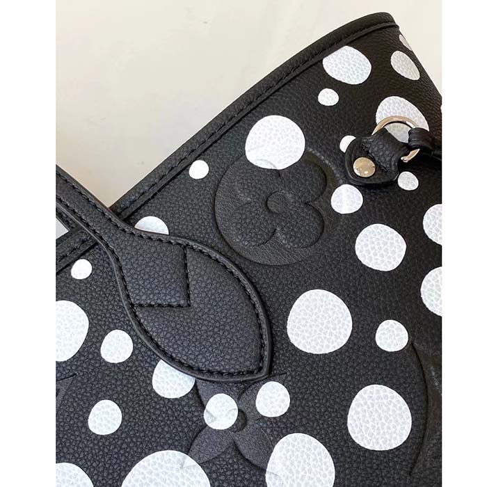 Louis Vuitton Women LVxYK Neverfull MM Tote Black White Embossed Grained Monogram Empreinte Cowhide