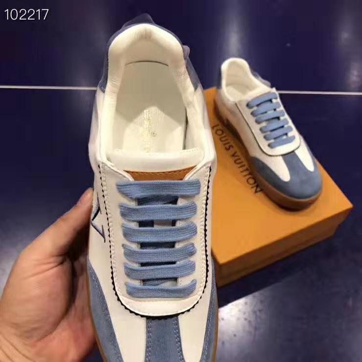 Louis Vuitton LV Women LV Frontrow Sneaker in Calf Leather and Suede Calf Leather-Blue