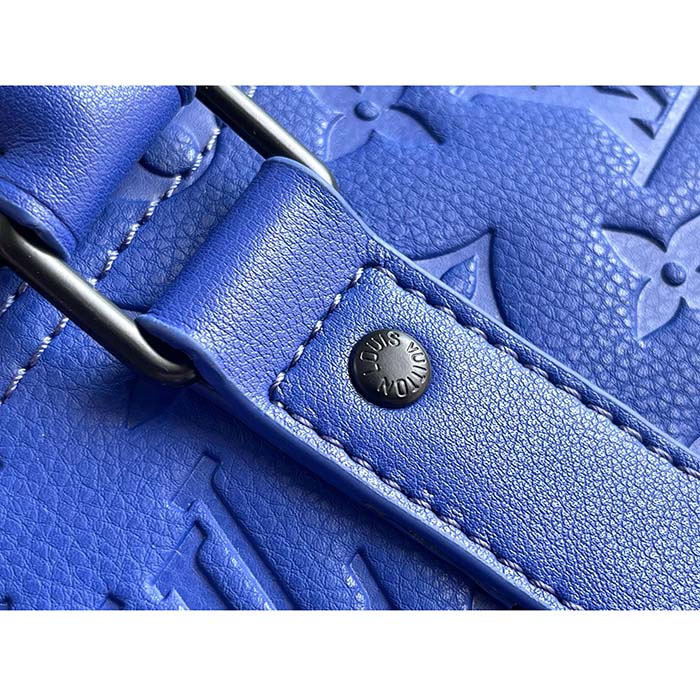 Louis Vuitton LV Unisex Keepall Bandoulière 50 Racing Blue Embossed Taurillon Monogram Cowhide Leather