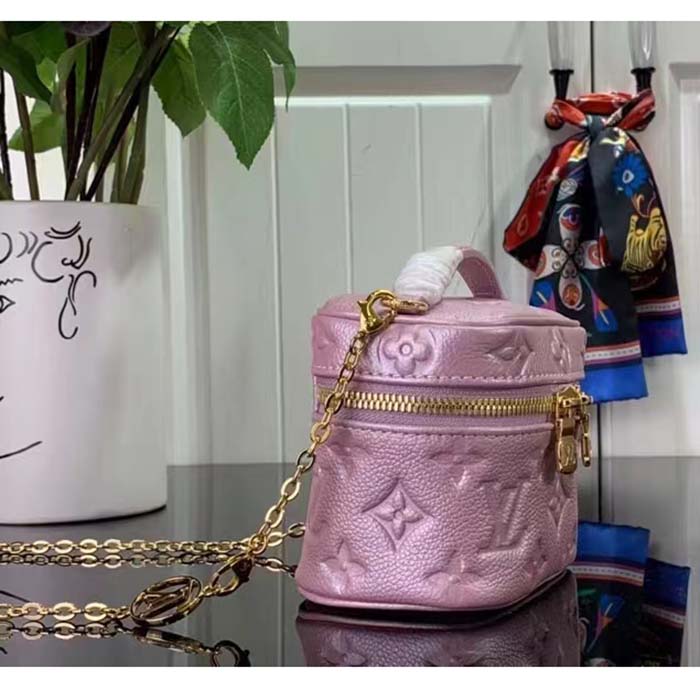 Louis Vuitton LV Women Micro Vanity Pearly Lilac Monogram Empreinte Embossed Supple Grained Cowhide