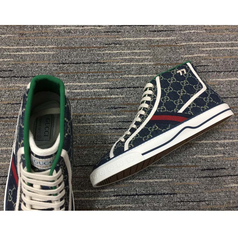 Gucci Unisex Gucci Tennis 1977 Sneaker Navy Rubber Sole Flat 2 Cm Heel