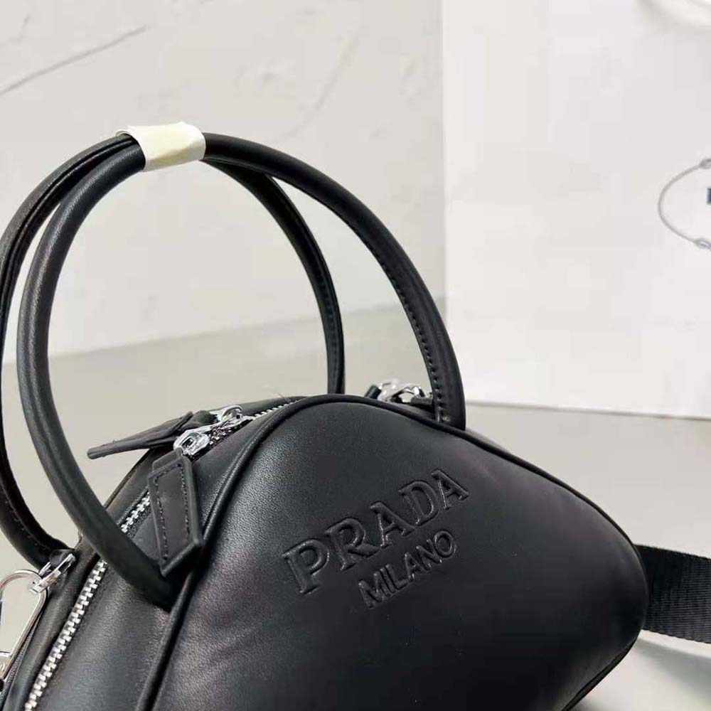 Prada Women Leather Prada Triangle Bag-Black