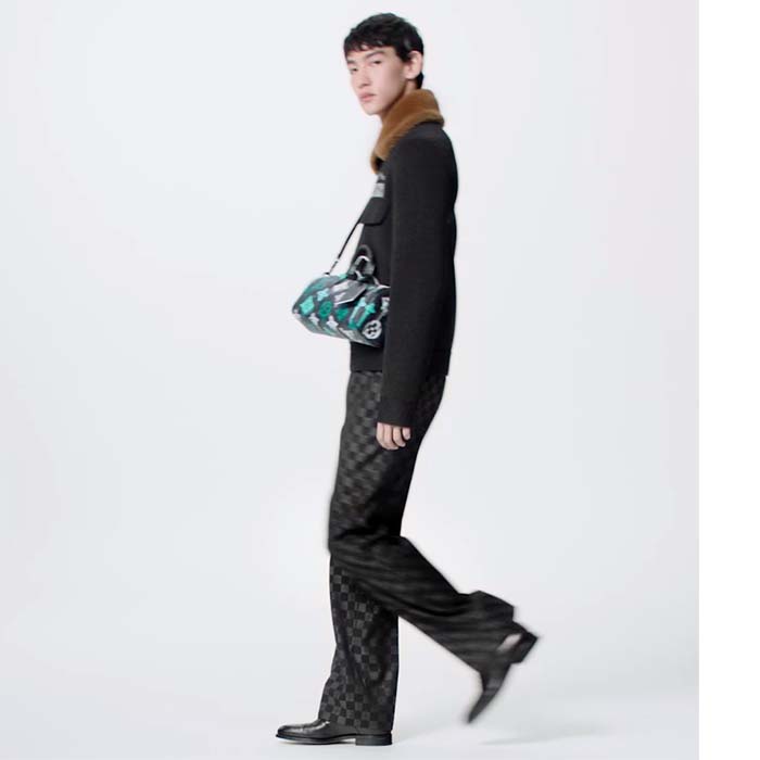 Louis Vuitton LV Unisex Keepall Bandoulière 25 Graffiti Green Monogram Coated Canvas