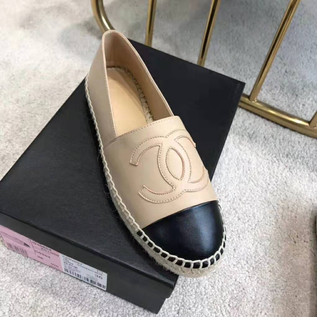 Chanel Women Espadrilles in Lambskin Leather-Beige