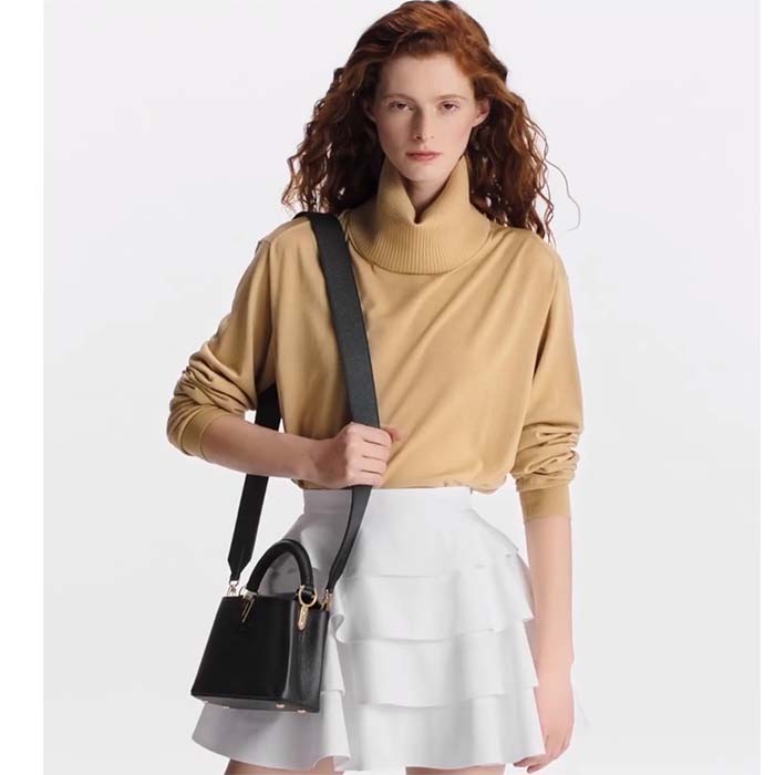 Louis Vuitton LV Women Capucines Mini Handbag Black Taurillon Cowhide Leather