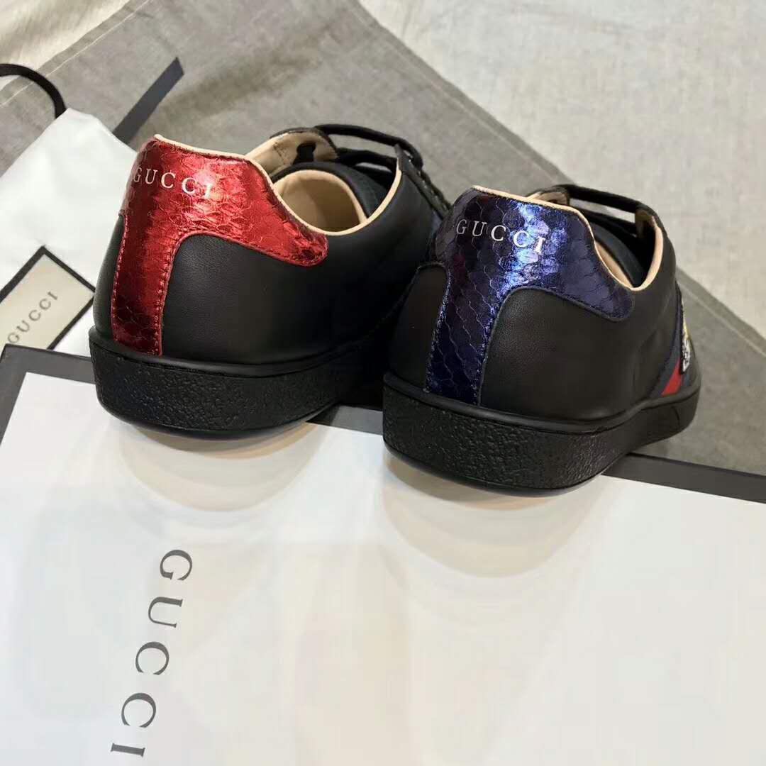 Gucci Men Ace Embroidered Sneaker Shoes with Tiger Web-Black