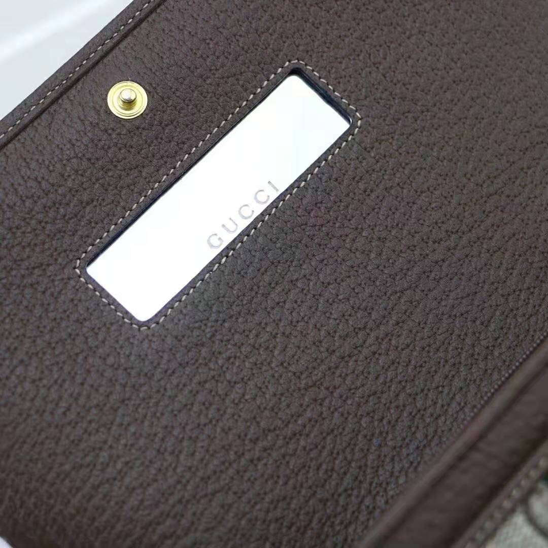 Gucci GG Women Ophidia GG Chain Wallet in Beige/Ebony GG Supreme Canvas