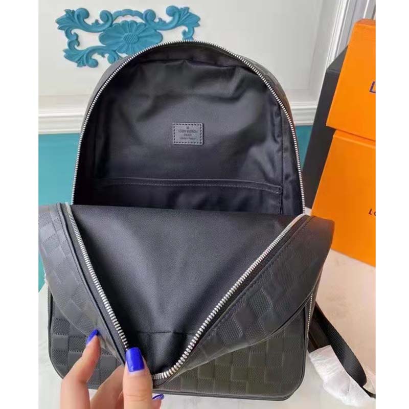 Louis Vuitton LV Unisex Campus Backpack Damier Infini Onyx Silver Cowhide Leather