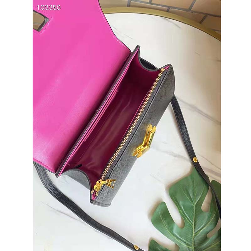 Louis Vuitton LV Women Twist One Handle PM Handbag Black Taurillon Cowhide