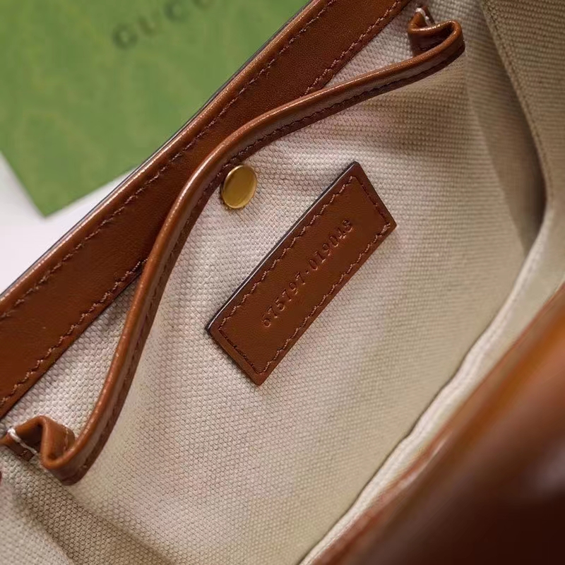 Gucci Women Gucci Bamboo 1947 Small Top Handle Bag Brown Leather Bamboo Hardware