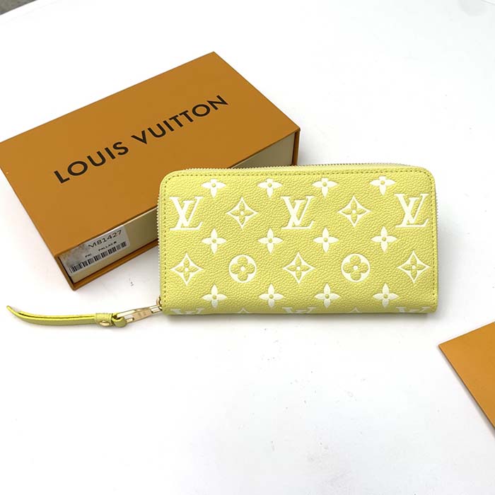 Louis Vuitton LV Unisex Zippy Wallet Yellow Monogram Empreinte Embossed Supple Grained Cowhide