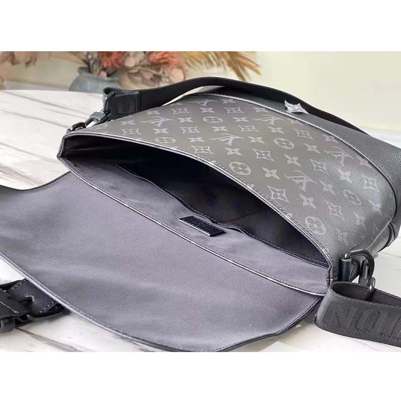 Louis Vuitton LV Unisex Saumur Messenger Monogram Eclipse Coated Canvas Black