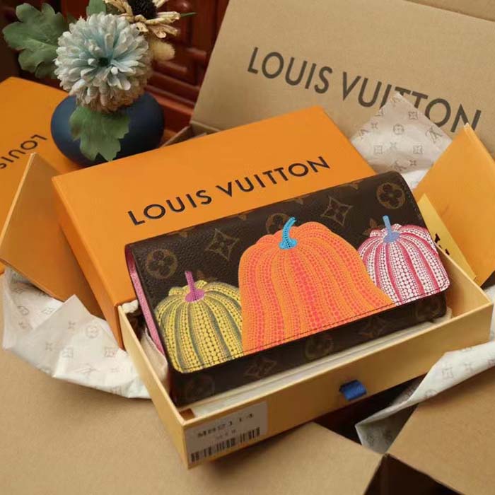 Louis Vuitton Unisex LV x YK Sarah Wallet Monogram Coated Canvas Pumpkin Print