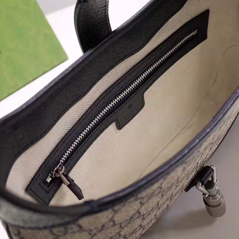 Gucci Unisex Jackie 1961 Small GG Shoulder Bag Beige Blue GG Supreme Canvas