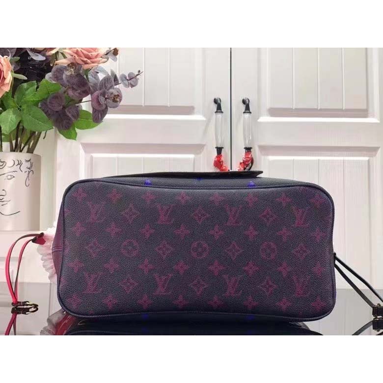 Louis Vuitton Women Neverfull MM Tote Midnight Fuchsia Monogram Coated Canvas