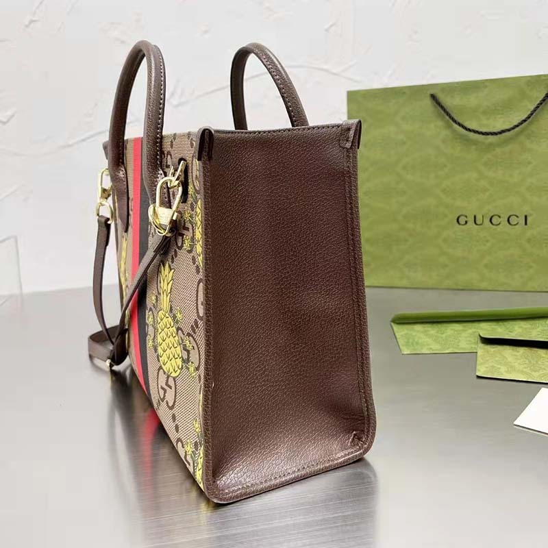 Gucci Unisex Pineapple GG Supreme Medium Tote Maxi GG Supreme Canvas