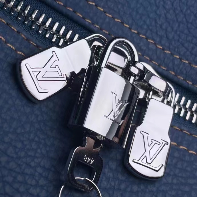 Louis Vuitton LV Unisex Keepall Bandoulière 50 Travel Bag Denim Blue Cowhide Leather