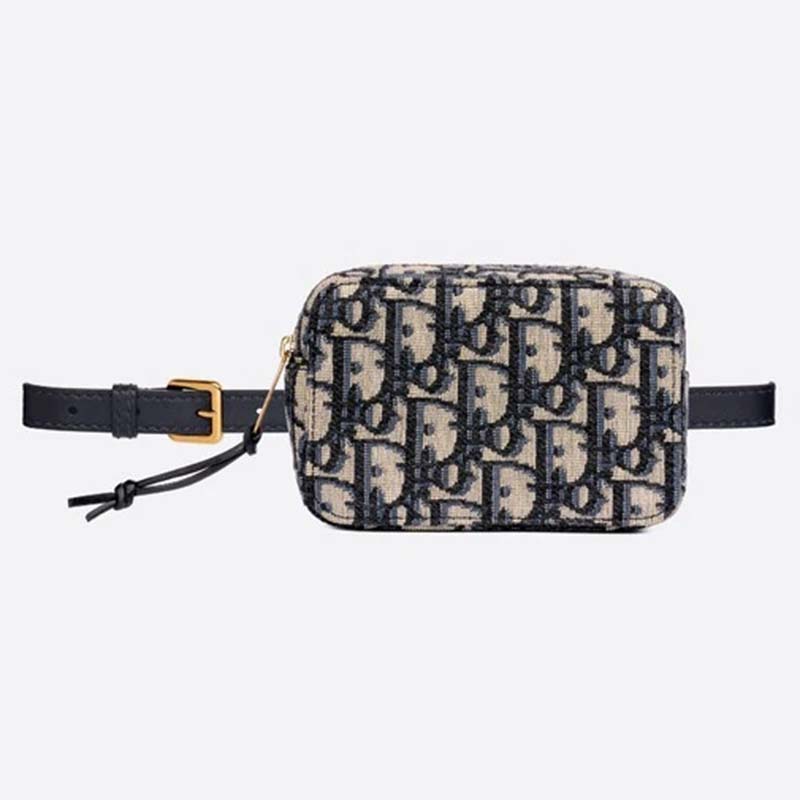 Dior Unisex Dior Oblique Belt Pouch Blue Dior Oblique Canvas