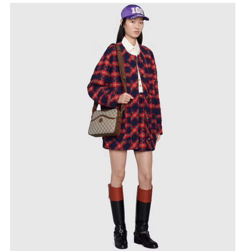 Gucci Unisex Messenger Bag Interlocking G Beige Ebony GG Supreme Canvas