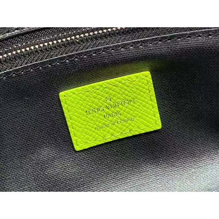 Louis Vuitton LV Unisex Dopp Kit Neon Yellow Monogram Coated Canvas Taiga Cowhide Leather