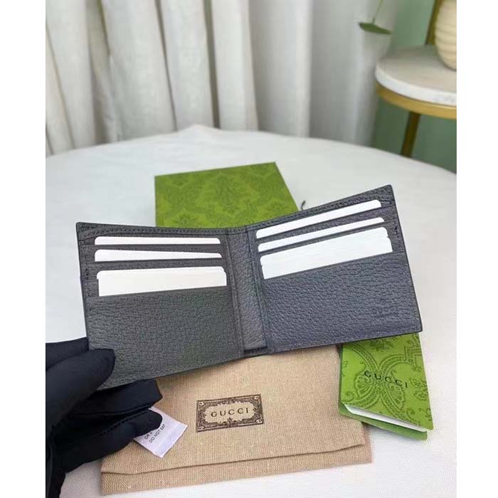 Gucci Unisex Wallet Cut-Out Interlocking G Black Grey GG Supreme Canvas