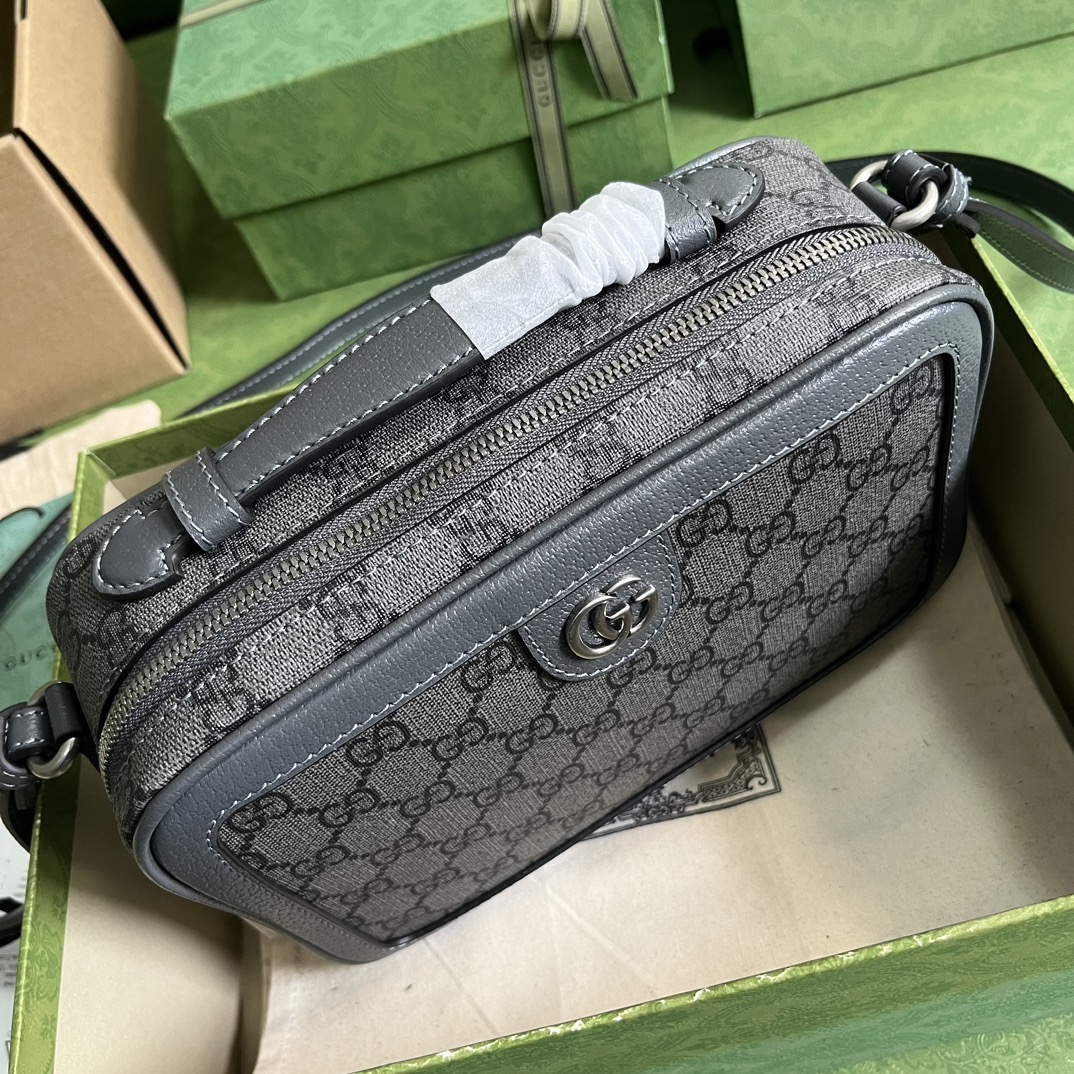 Gucci Unisex Ophidia Small Shoulder Bag Grey Black GG Supreme Canvas