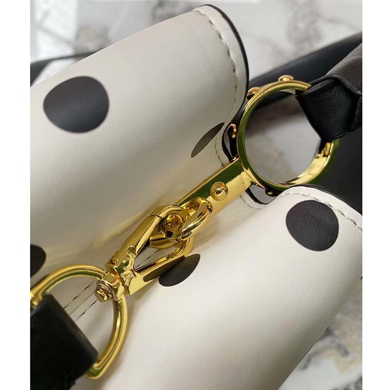 Louis Vuitton LV Women Capucines BB Black White Calfskin Cowhide Leather