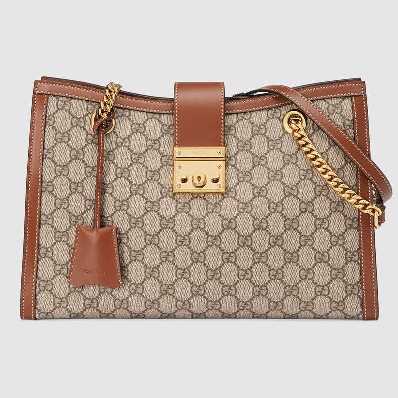 Gucci GG Women Padlock GG Medium Shoulder Bag in GG Supreme Canvas with Leather