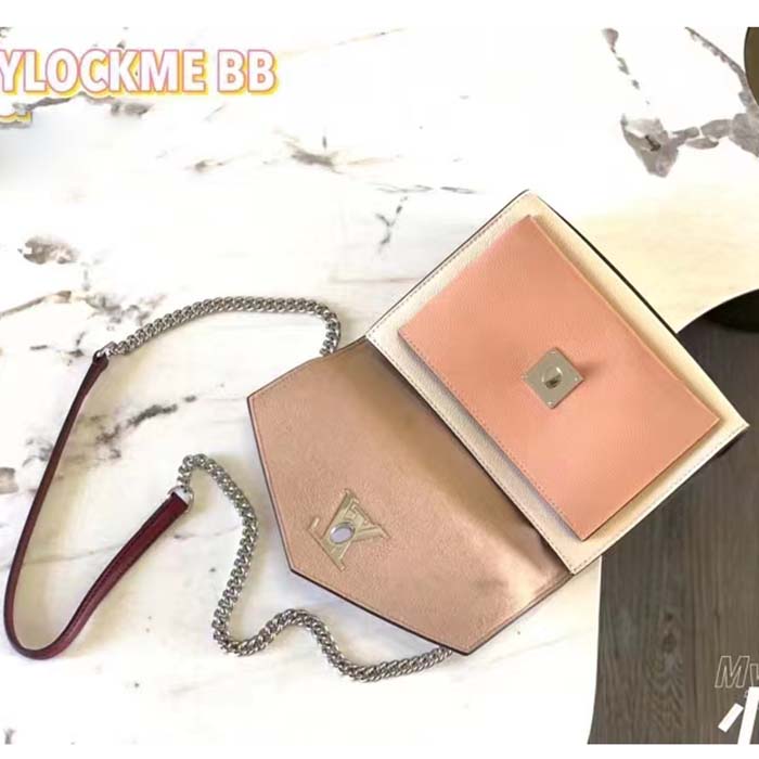 Louis Vuitton LV Women Mylockme Chain Bag Rose Quartz Trianon Soft Grained Calfskin