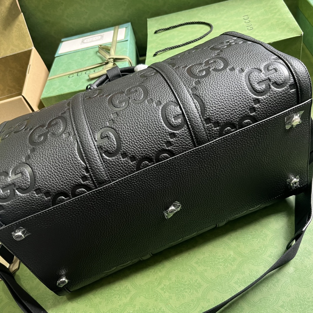 Gucci Unisex GG Small Duffle Bag Black Jumbo Leather