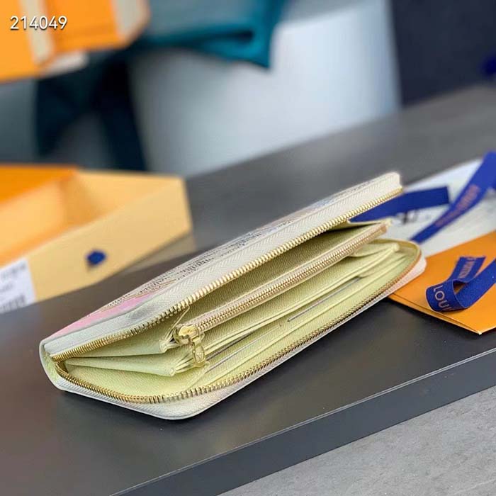 Louis Vuitton LV Unisex Zippy Wallet Damier Azur Coated Canvas Cowhide Leather