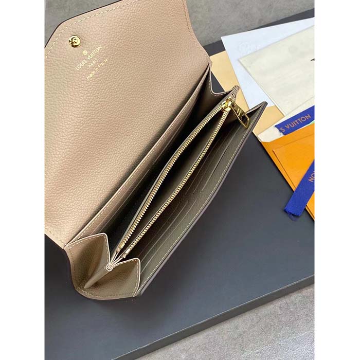 Louis Vuitton LV Unisex Sarah Wallet Cream Monogram Empreinte Embossed Supple Grained Cowhide Leather