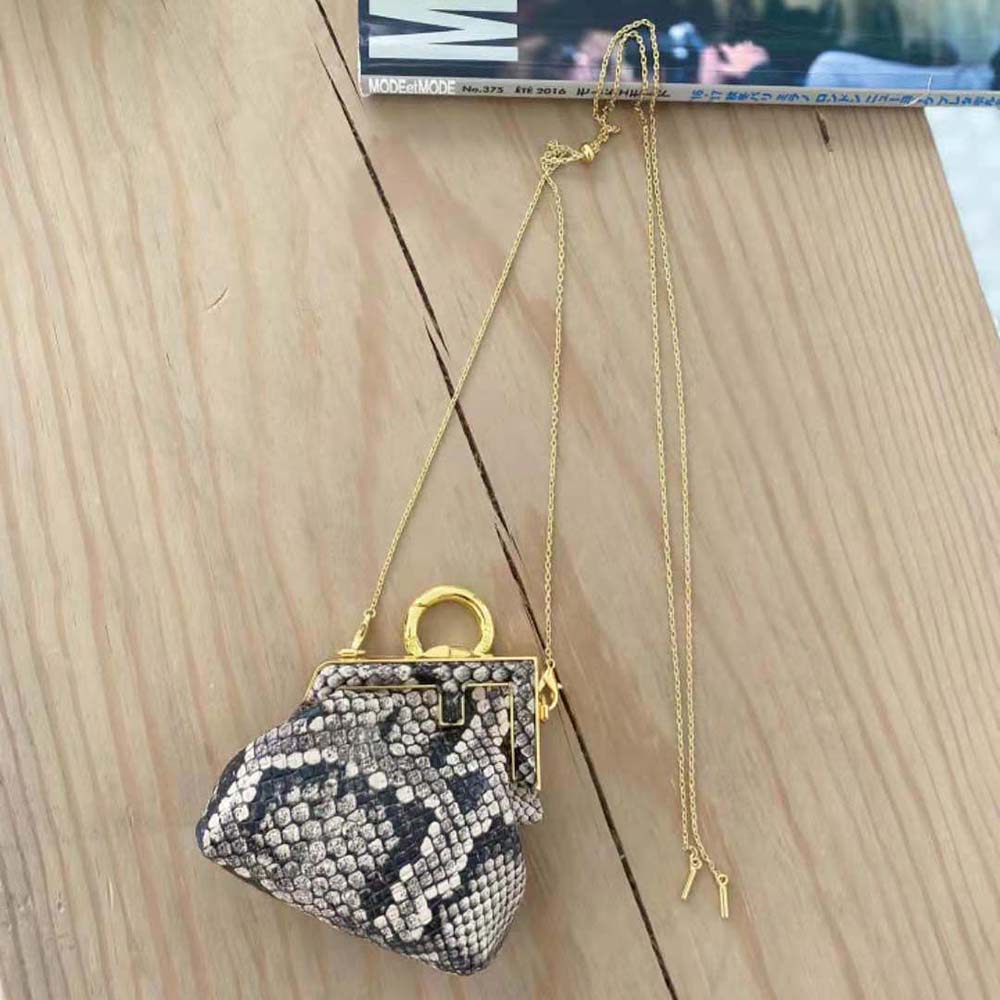 Fendi Women Nano Fendi First Charm Brown Elaphe Charm