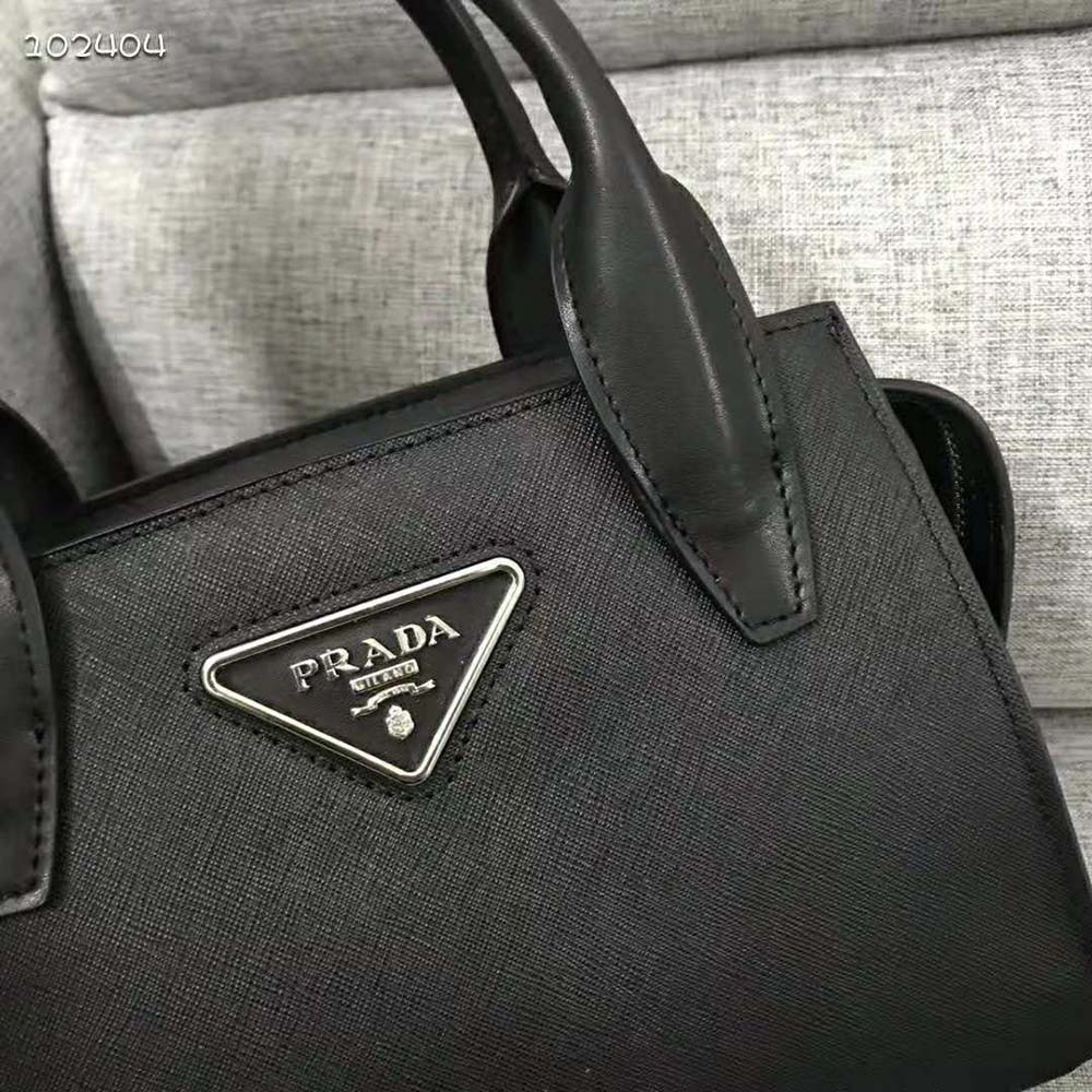 Prada Women Saffiano Leather Prada Kristen Handbag-Black